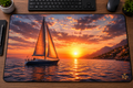 Tapis de bureau Voilier au Soleil Couchant KP