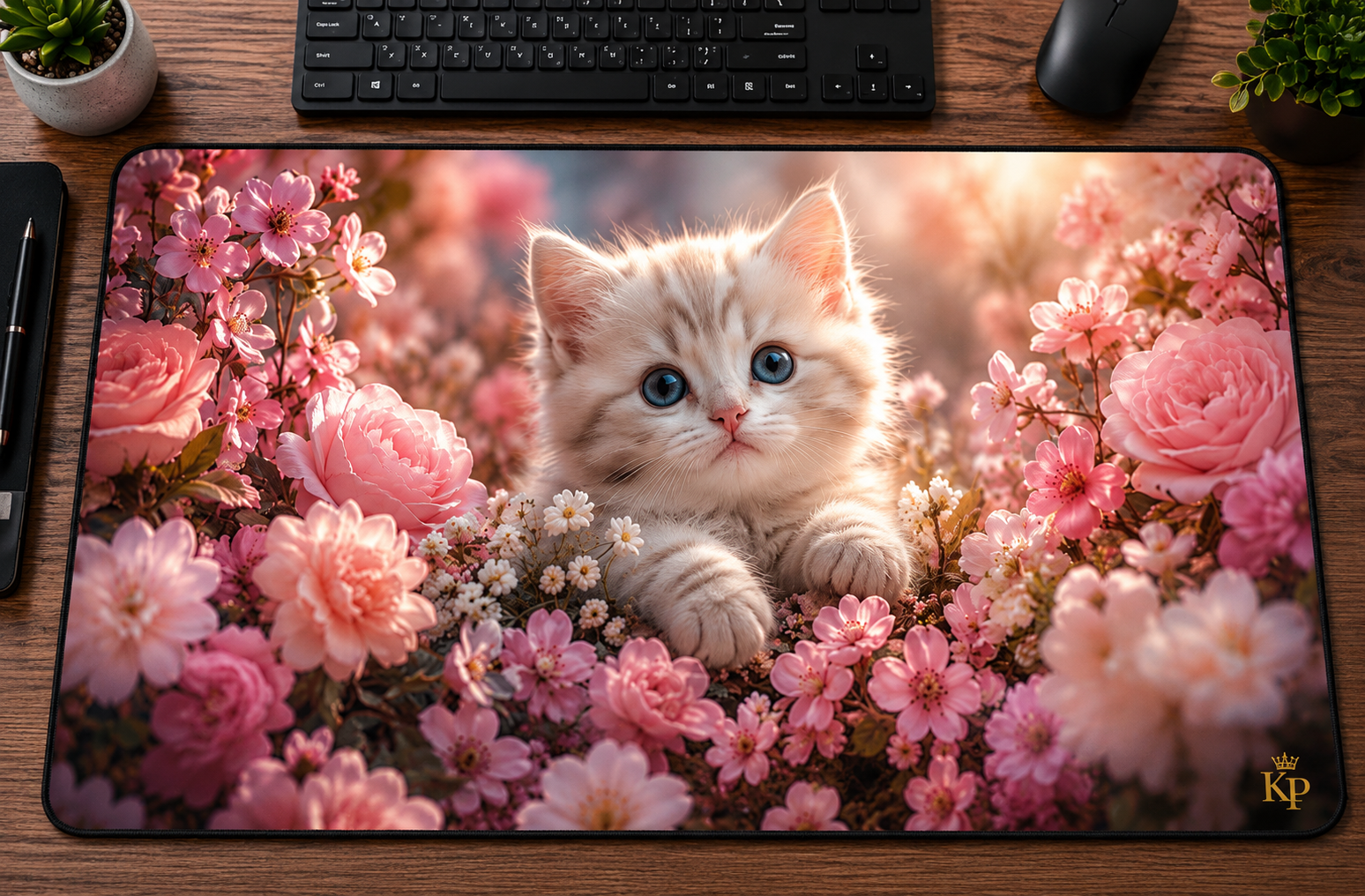 Tapis de bureau Chaton Fleuri