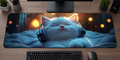 Tapis de Bureau Chat Zen – 60 x 30 cm