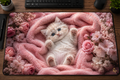 Tapis de bureau Chaton Rose