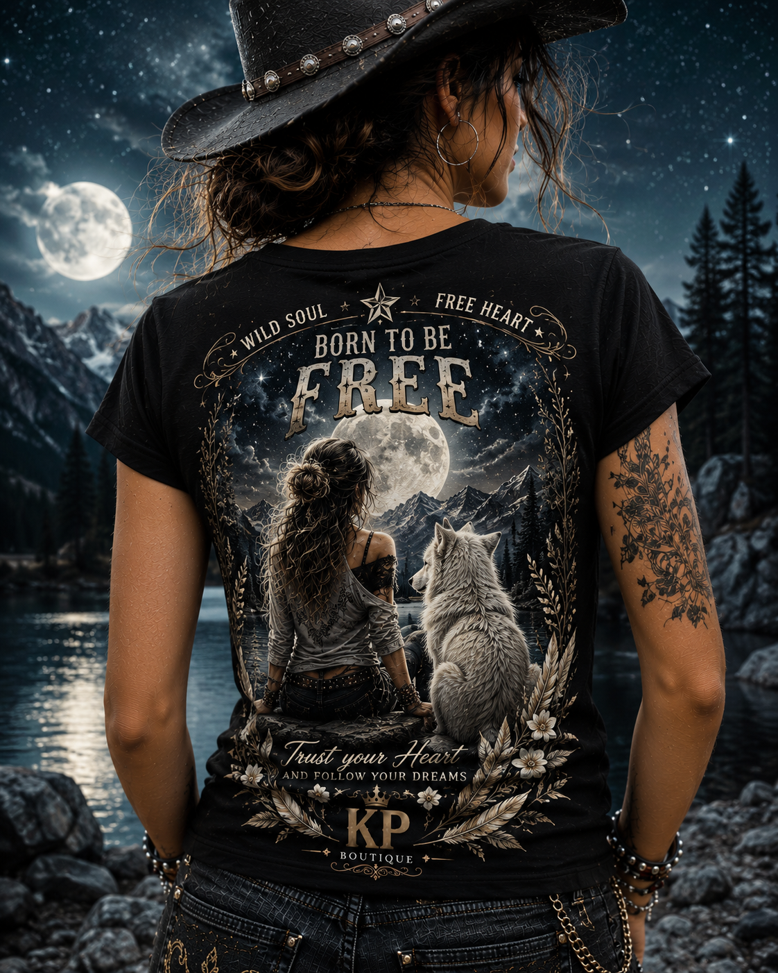 Tee-shirt Femme & Loup Blanc – Édition KP Boutique
